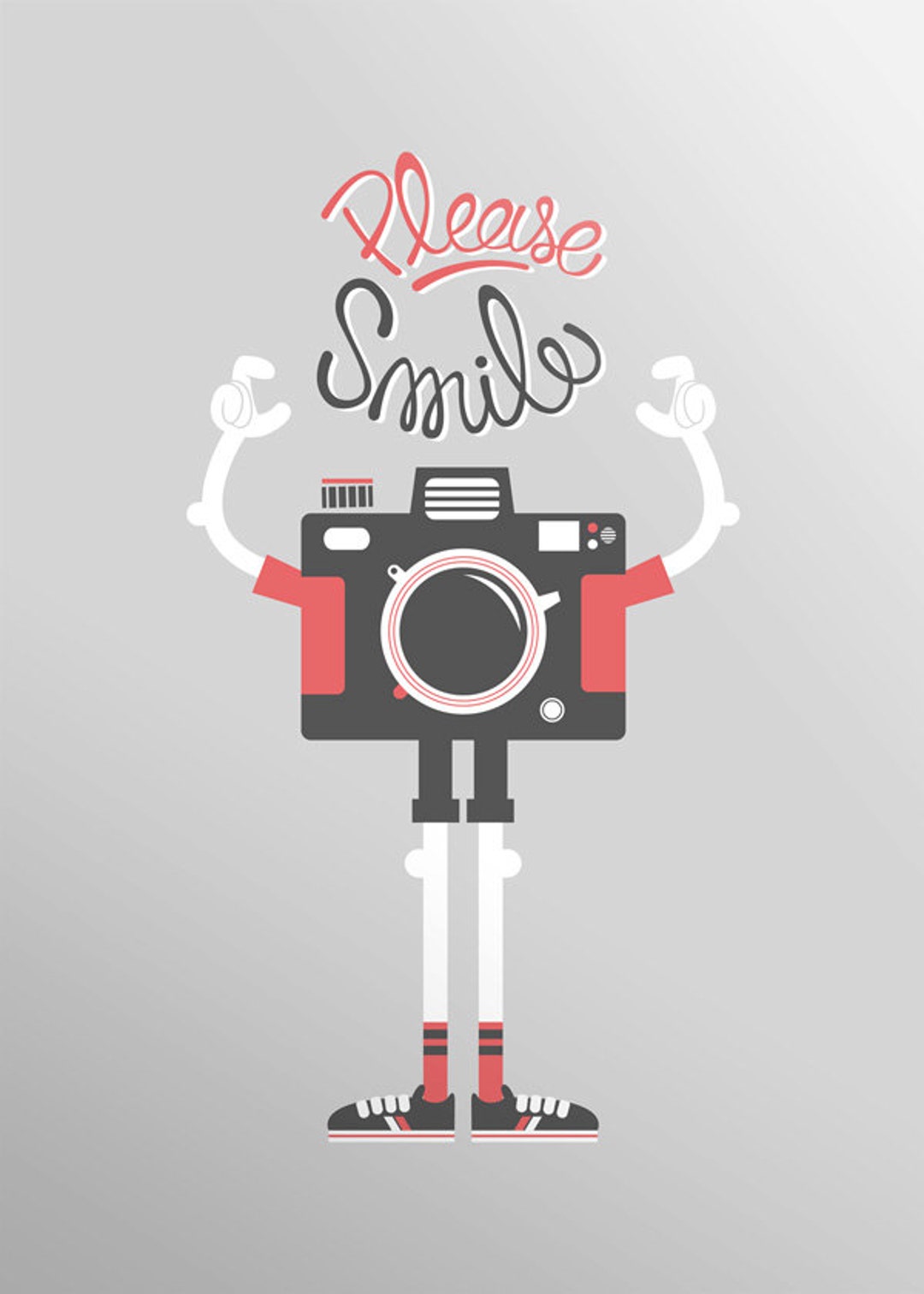 Camera Screenprint Poster Please Smile - Etsy