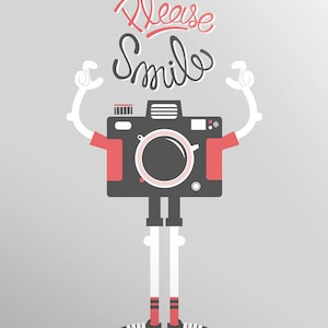 Camera screenprint poster Please Smile