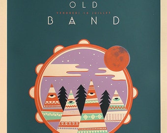 Screenprint Rock poster Dezelfde oude band