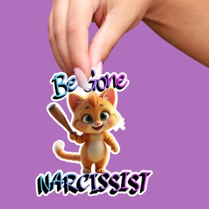 Sticker narcistisch misbruik bewustzijn, sticker grappige KITTY CAT Kiss-Cut, bescherm je vrede sticker, sticker honkbal, laptopsticker