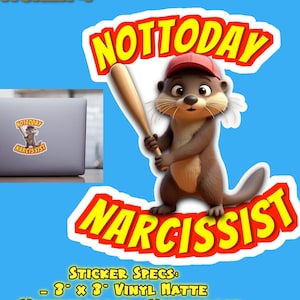 Naklejka informująca o nadużyciach narcystycznych, zabawna naklejka z wydrą Kiss-Cut, naklejka Protect Your Peace, naklejka z piłką baseballową, naklejka na laptopa
