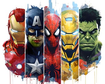 Vibrant Comic Style Hero Cartoon PNG Design Featuring Colorful Characters | Instant Digital Download Sublimation PNG