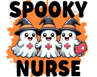 Enfermera preppy de Halloween PNG / Diseño de sublimación de Boo Boo Crew / Clipart de enfermera fantasma espeluznante / Linda camiseta de enfermera PNG / Enfermera fantasma Png