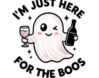 Ghost with Wine PNG | Funny Halloween Ghost Clipart | Spooky Season Sublimation Design | Instant Digital Download | Wine Lover Halloween