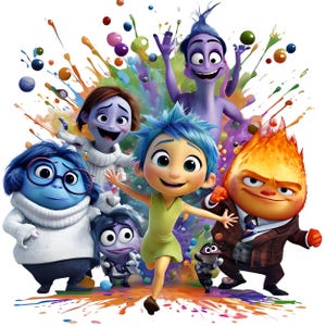 Famous characters PNG | Joy, Sadness, Anger, Fear, Disgust Clipart | Digital Download for Birthday Shirts, Cake Toppers, Party Decor