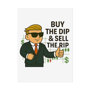 Buy The Dip Designer Poster, Day Trader&#39;s Home Decor, Wall Street Poster, Finance Art for Day Traders, Trading Tapestry, Stock Market Decor