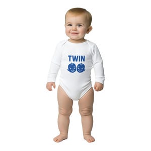 Funny Twin Baby Bodysuit - Long Sleeve Onesie with Adorable Twin Wording