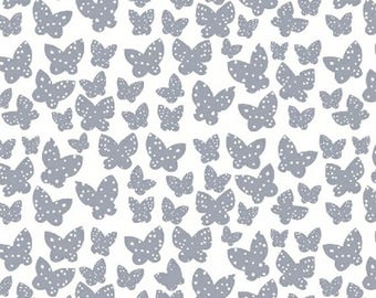 Lotta Jansdotter Fabric - Lilla - Minna in Grey  Blue