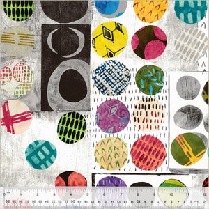 Puede incluir: Un fondo blanco con una variedad de círculos coloridos con diferentes patrones. Los círculos están dispuestos en un patrón aleatorio y algunos se superponen. El fondo es gris claro con una textura sutil.