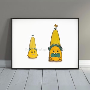 Hand-Painted Funny Cartoon Teeth Watercolor | Pediatric Dental Original Art Print