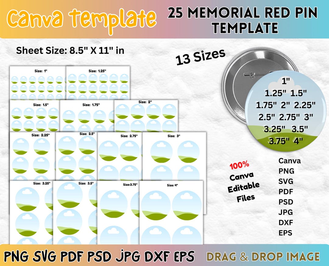 Editable Button Pin Template Bundle • Canva & SVG (digital Download) - Etsy