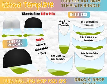 Trucker Hat Brim Canva Template: Sublimation Design (Digital Download)