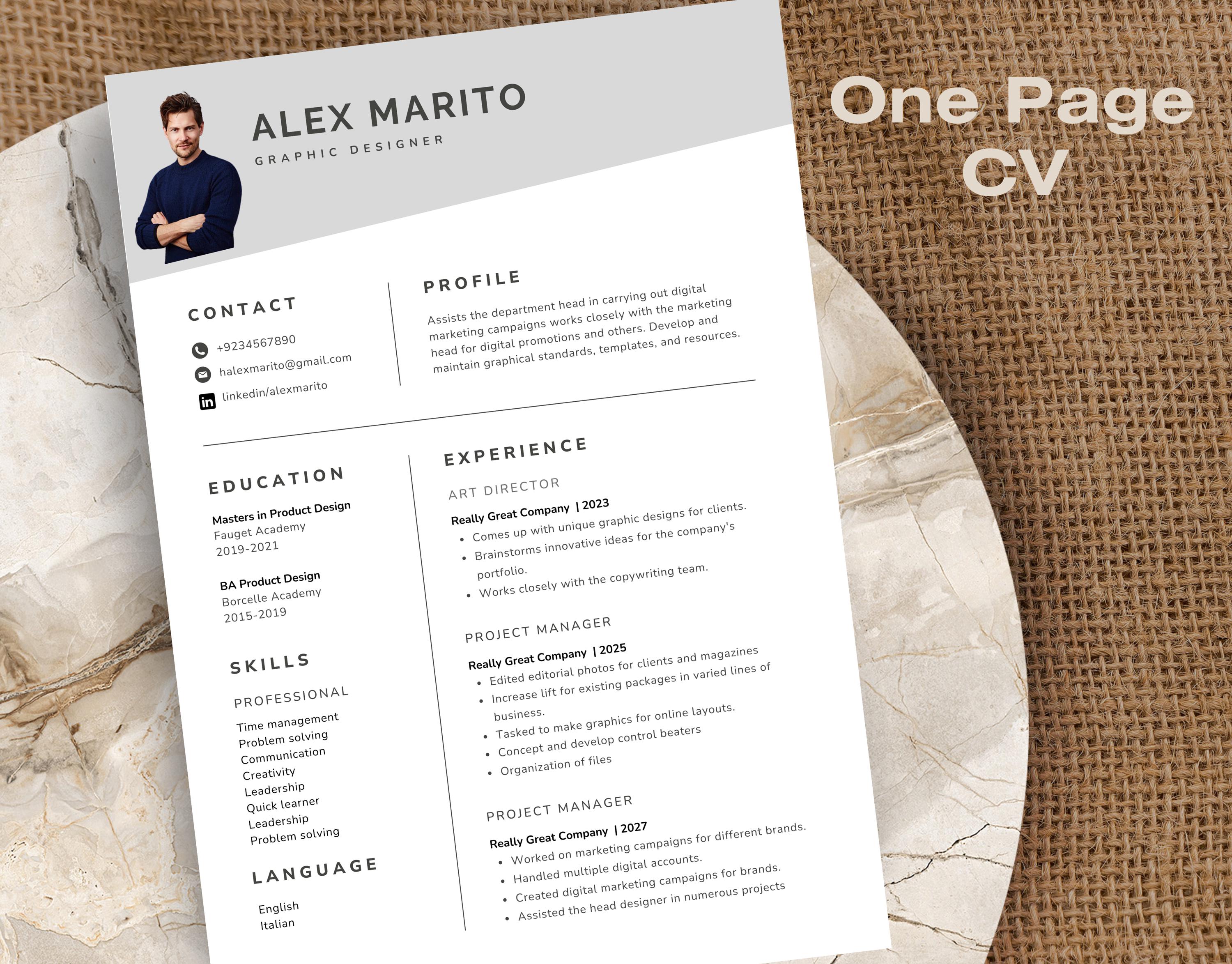 Minimalist Resume Template: Canva CV Design With Cover Letter (digital ...