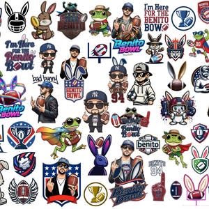 50 Benito Bowl PNG Bundle, Bunny Football Clipart, Funny Football Shirt Design, Half Time Show PNG, Watch Party Game Day Clipart