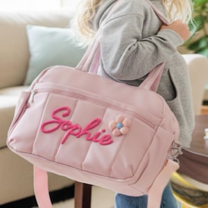 Borsa da ballo personalizzata: fatta a mano con nome all&#39;uncinetto - Borsa da palestra per cheerleader - Regalo di Natale per ragazze