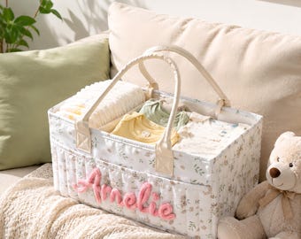 Custom Name Diaper Caddy Organizer, Personalized Baby Storage Basket, New Mom Baby Shower Gift