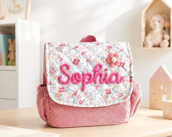 Personalized Mini Kids Backpack – Custom Name Toddler Bag, Corduroy Preschool Backpack, Baby Gift for Boys & Girls