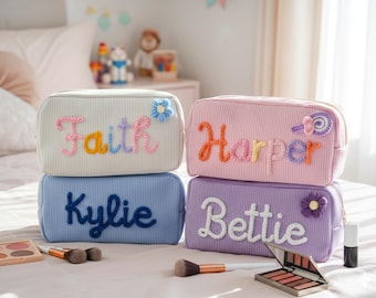 Custom X-Large Corduroy Pouch: Personalized Embroidered Toiletry Organizer