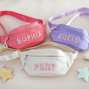 Kids Canvas Fanny Pack | Letter Patch Purse | Custom Kids Mini Belt Bag | Crossbody Bag For Girl/Boy | Personalized Todddler Gifts