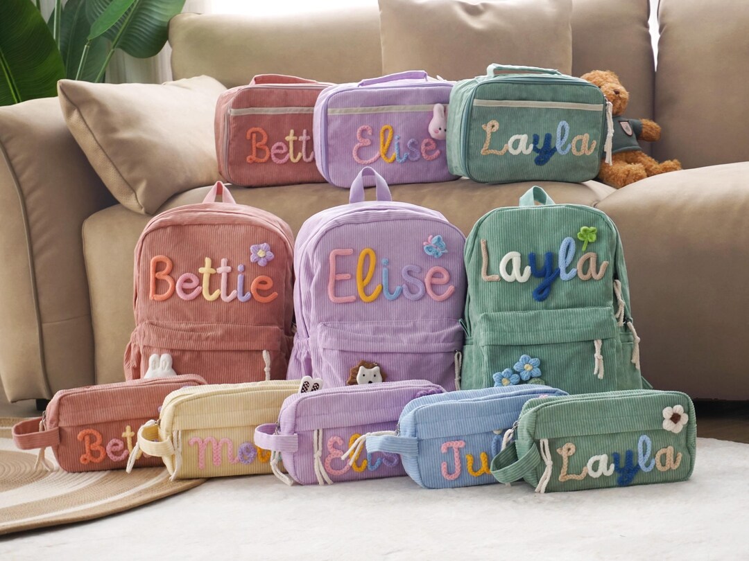 Personalized Corduroy Kids Backpack Set: Custom Name & Icon - Etsy