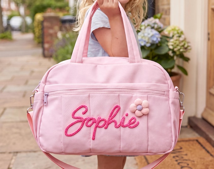 Custom Dance Bag: Handmade with Crochet Name , Cheerleading Gym Bag , Birthday Gift For Girls