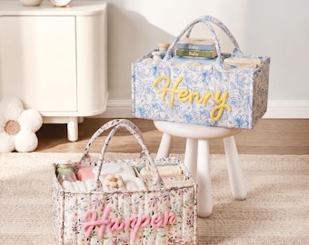 Cesta de almacenamiento para bebés personalizada: organizador de pañales con nombre personalizado, regalo para mamás primerizas.