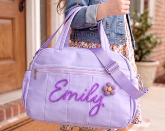 Girls Personalized Dance Bag, Cheer Overnight Duffel with Waterproof Pocket, Custom Sports Gift