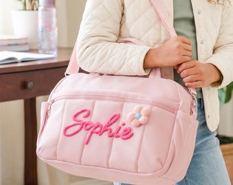 Custom Dance Bag: Handmade with Crochet Name , Cheerleading Gym Bag , Birthday Gift For Girls