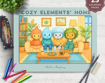 Cozy and Comfy Coloring Pages, Cozy Elements Home, Printable Activity for Kids and Adults, Instant Digital Download, Relaxing Color, EC001