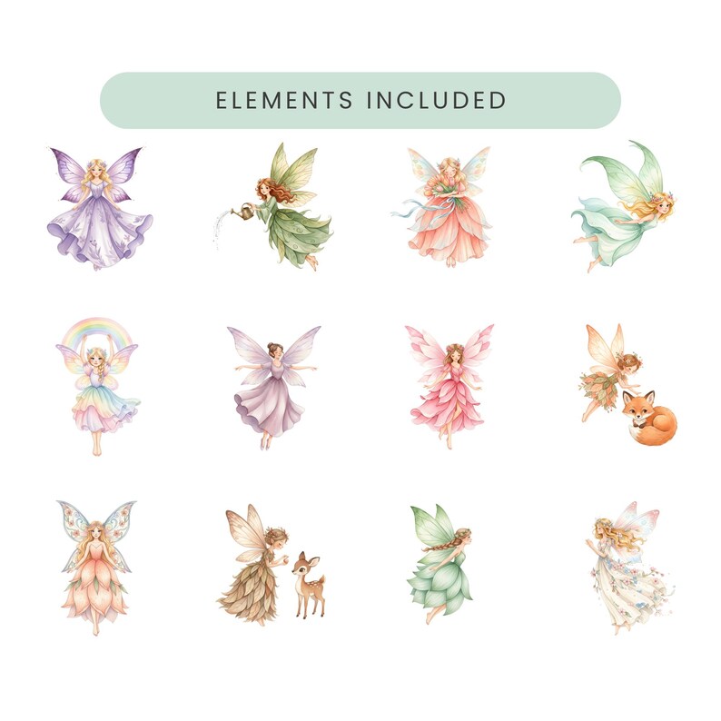 Garden Fairies Clipart, Whimsical Fairy Garden Illustrations, Cute ...