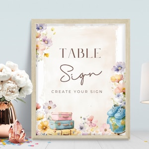 Paquete de letreros para baby shower con temática de viajes, plantillas editables en Canva, BPT0006