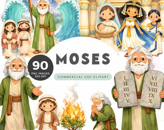 Moses Clipart, The Red Sea, Bible Story Illustrations, Old Testament Bible Story, Digital Download