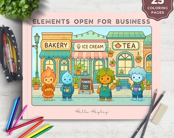 Cozy and Comfy Coloring Pages, Cozy Elements Open For Business, Printable Activity for Kids and Adults, Instant Download, EC001