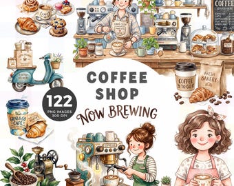 Coffee Shop Business Clipart, Barista PNG, Pastries Images, Small Business Coffee Shop Graphics, Commercial Use Illustrations