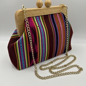 Clutch bag, Wooden handle clutch bag, Handwoven fabric, Handmade, Australia, Viqueque/Timor