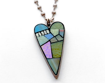 Mosaic Heart Pendant with Chain