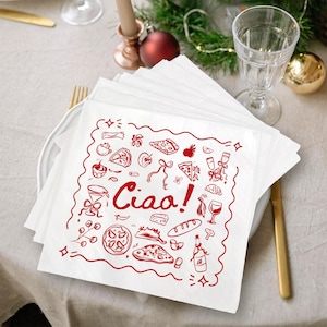 Personalized Ciao That&#39;s Amore Bachelorette Napkins, Italian Summer Napkins, Italian Theme Party Decor, Elegant party, Print Napkins