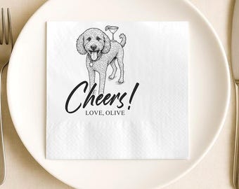 Custom Dog Portrait Cocktail Napkins: Pet Wedding Napkins