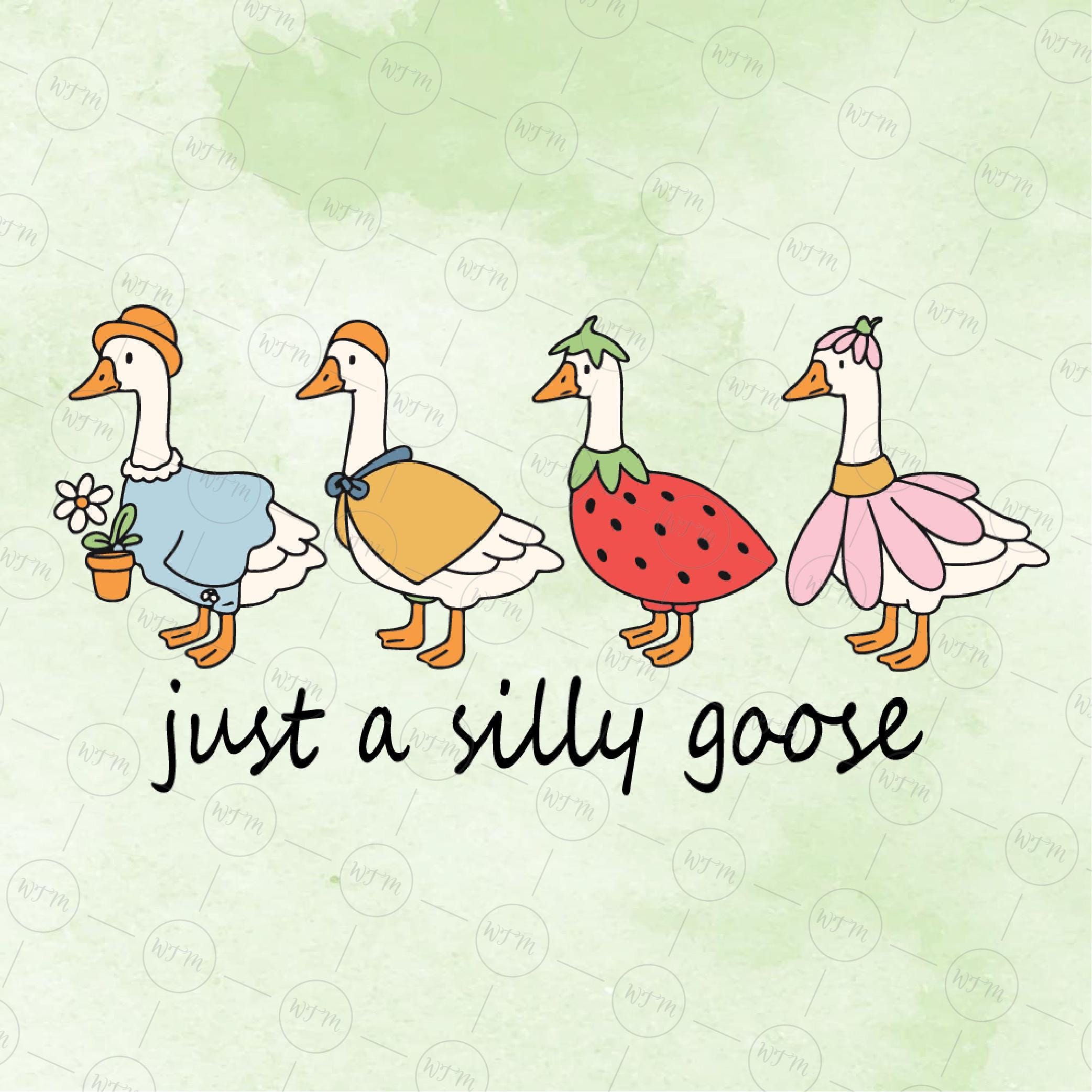 Just A Silly-Goose SVG, Funny Goose Cup Wrap, Retro Cottagecore Coquette Goose Design, Cute Animal Clipart, Sublimation Download