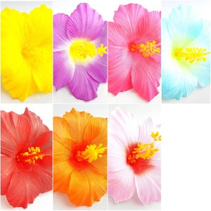 10pcs Mix Assorted Colors artificial Hibiscus Silk Flower Head , Size 4.5 Inches, For DIY Hair Accessories, Wedding, Home Decor, tabletop