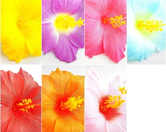 10pcs Mix Assorted Colors artificial Hibiscus Silk Flower Head , Size 4.5 Inches, For DIY Hair Accessories, Wedding, Home Decor, tabletop