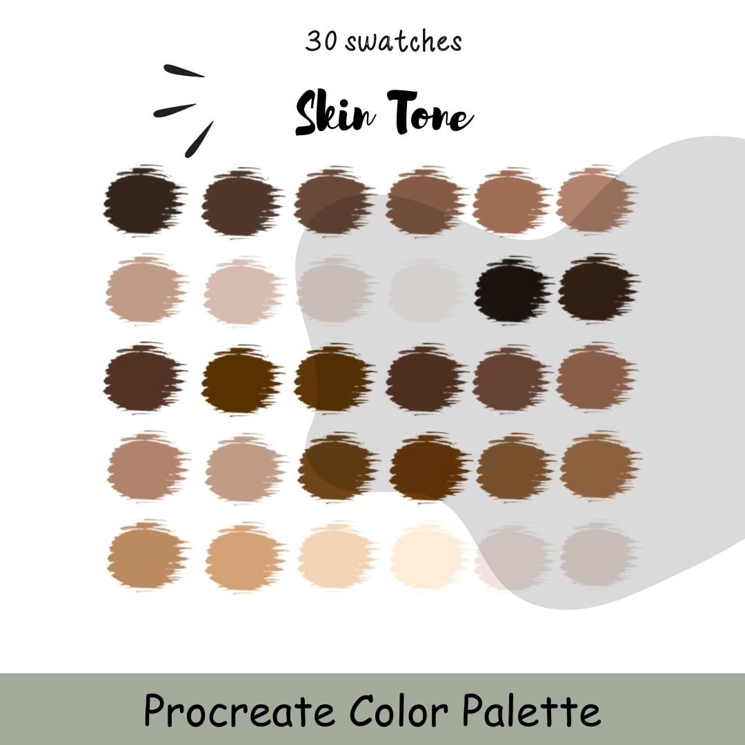 Skin Tone Procreate Color Palette for iPad 30 Brown Swatches for ...