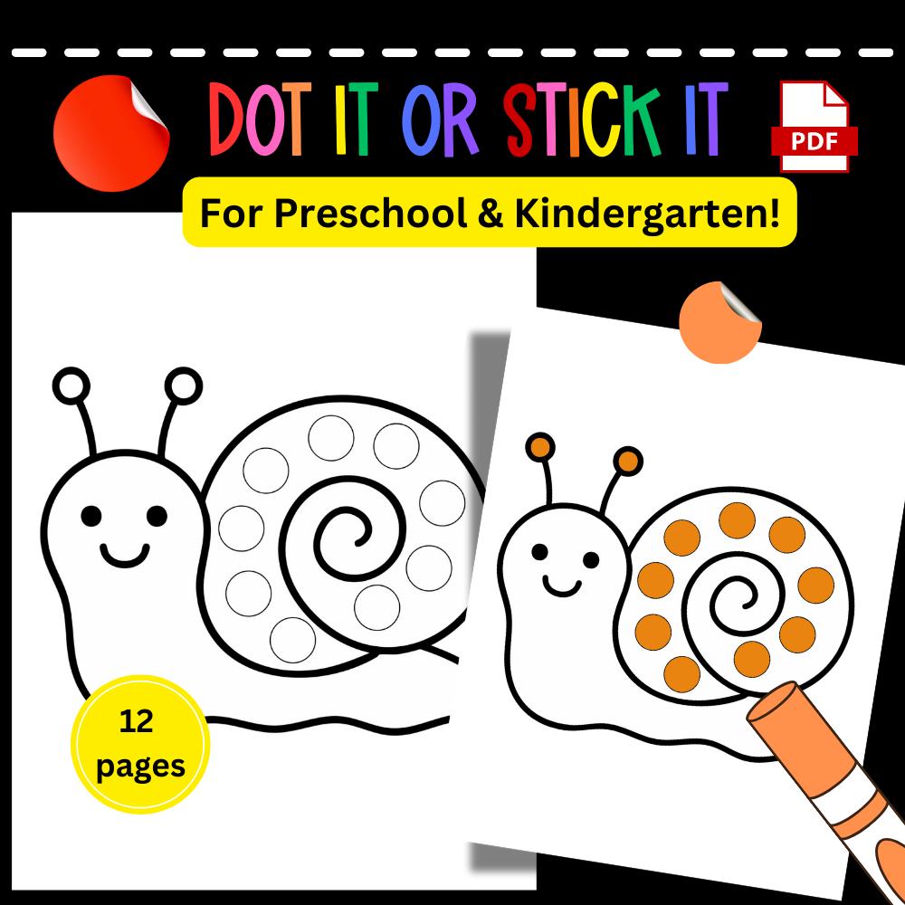 Insects Dot Marker and Dot Sticker Activity Worksheet for Kids | 12 ...