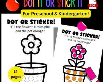 Spring Gardening Dot Marker & Dot Sticker Worksheets for Kids | Fine Motor Preschool Printable PDF | 12 Pages