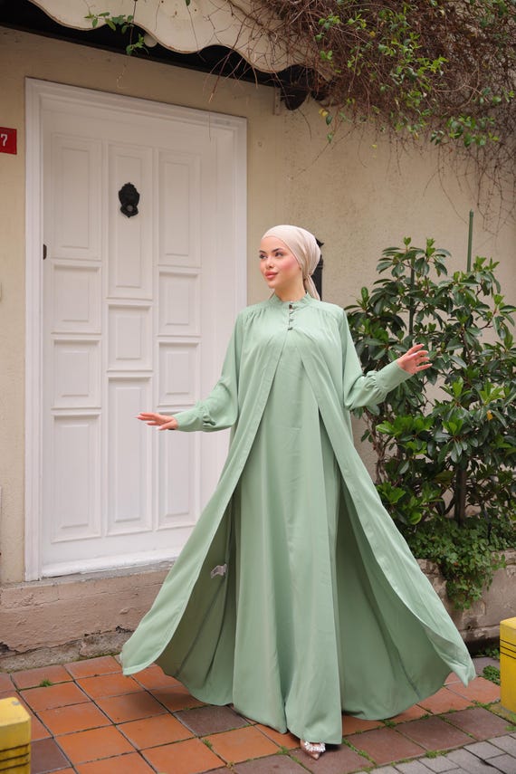 green abaya dress Elegant Dubai Silk Step into effortless elegance