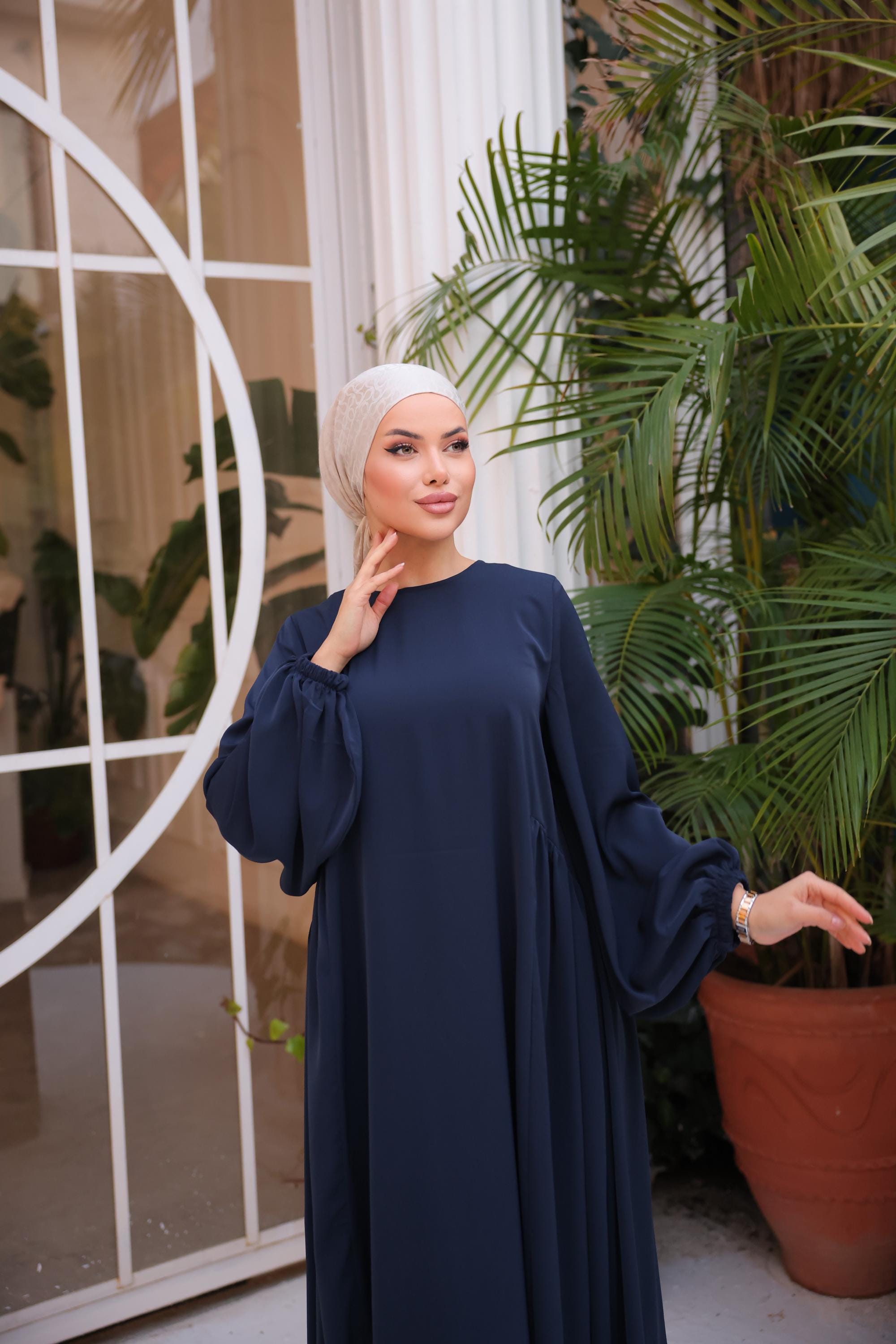 Dubai Silk Abaya Dress: Sultan Long Sleeve Maxi