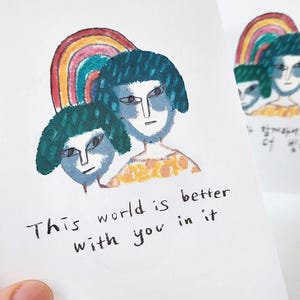 Biglietto di confessione – “il mondo è migliore con te dentro” in coreano e inglese / Cartolina + A5 pieghevole (solo file PNG)