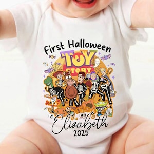 Custom First Halloween Toy Story Baby Bodysuit, Halloween Toy Story Party, Halloween Baby Outfits, Baby&#39;s First Halloween Gifts