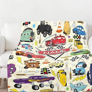 Manta personalizada de Pixar Cars, manta con nombre de niño, manta polar de Rayo McQueen, manta de personajes de Cars, manta de Disneyland Cars imagen 1