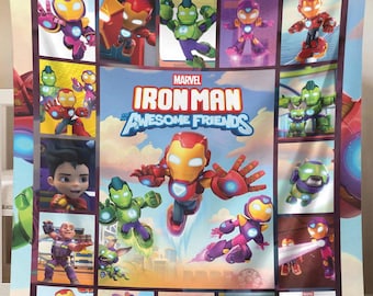 Iron Man and His Awesome Friends Blanket, MCU Iron Man Blanket, Superhero Blanket, Christmas Gift, Iron Man Blanket Gifts for Kids